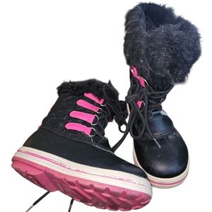 Rugged Outback Kids Black and Pink Winter Boots